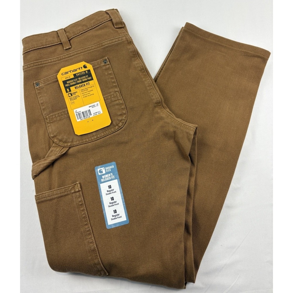 NWT Carhartt Double Knee Twill Work Pants Brown BN4296. Women's 10 Relax Fit.